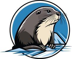 Otter in a Circular Frame vector