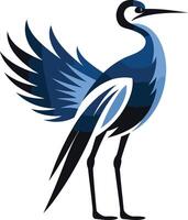 Stylized blue crane with outstretched wings, perfect for nature inspired logos and branding vector