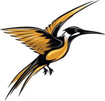 Dynamic illustration of a stylized hummingbird in flight, perfect for logos, branding, and design projects vector