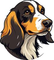 A friendly, cartoon style illustration of a dog's head, perfect for pet related products and branding vector