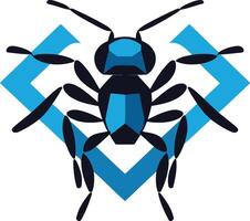 Abstract Bug with Blue Diamond vector