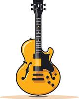 A simple, clean illustration of an electric guitar in yellow and black, ideal for use in music related designs, presentations, and website graphics vector