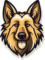 A friendly, cartoon style german shepherd dog with a playful expression vector
