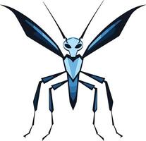 Stylized Blue Insect with Sharp Wings vector