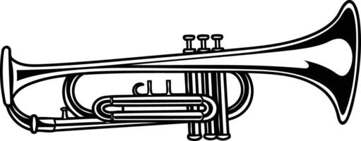 A simple, clean line drawing of a trumpet, perfect for use in music related design projects or as a graphic element vector