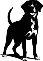 A striking black silhouette of a dog, standing in a classic pose, perfect for pet related designs vector
