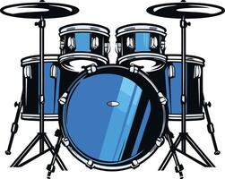 Blue Drum Set with Cymbals vector