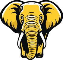 Powerful and bold, this yellow elephant head mascot is perfect for any brand or organization looking to convey strength, wisdom, and loyalty vector