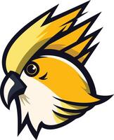 A bold and dynamic mascot logo of a yellow bird with a distinctive crest vector
