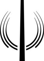 Abstract black and white logo design featuring a vertical line with curved lines forming a semi circular shape on each side vector