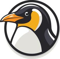 A cartoon penguin head in a circle, perfect for branding, logos, and mascot designs vector