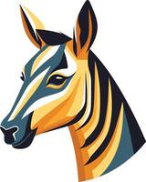 Striking, stylized portrait of a zebra's head, perfect for logo design, branding, or wildlife themed projects vector