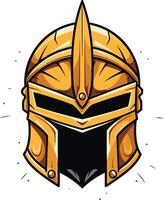 A fierce, cartoon style golden helmet with a pointed crest, perfect for logos, game assets, or branding projects seeking a powerful and eye catching design vector