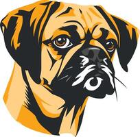 A close up illustration of a pug dog's head, captured in a bold, graphic style vector