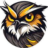 A fierce and detailed illustration of an owl's face, perfect for branding, gaming, or sports teams seeking a powerful and dynamic mascot vector