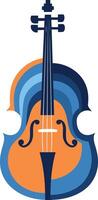 A stylized cello design with a blue and orange color scheme vector