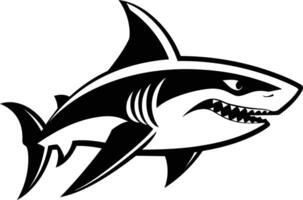 Aggressive, black and white shark silhouette perfect for logos, branding, or sports team graphics vector