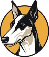 A bold and stylized illustration of a dog's head, perfect for branding or as a mascot for a pet related business vector