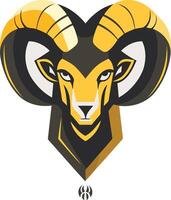 Powerful and stylized illustration of a ram's head with large horns, perfect for branding, sports teams, and masculine designs vector