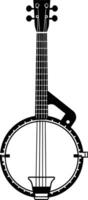 A simple yet elegant black and white illustration of a banjo, perfect for music themed designs, logos, or website elements vector