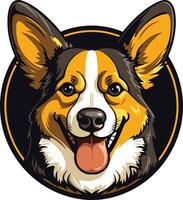 Smiling Corgi Portrait in a Circular Frame vector