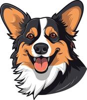 A friendly cartoon corgi with a big smile, perfect for pet related designs, t shirts, and social media posts vector