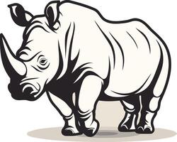 A powerful and majestic rhinoceros in a simple, black and white illustration style vector