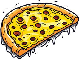 A cartoon slice of pizza with dripping cheese, perfect for food blogs, menus, or social media posts about pizza vector