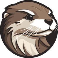 A bold and playful mascot design featuring an otter with a determined expression vector