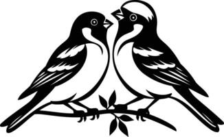 Two Birds Perched on a Branch vector