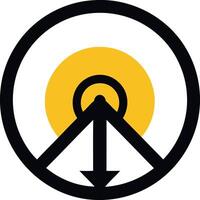 Modern, minimalist logo with a bold arrow pointing downwards within a circle vector