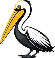A stylized cartoon pelican with a large beak, perfect for branding, logos, or illustrations vector