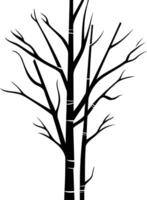 Simple silhouette of a bare tree with branches reaching upwards, ideal for minimalist designs, logos, and nature themed projects vector