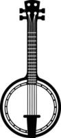 A simple, black and white silhouette of a banjo, perfect for music related projects vector