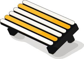 Isometric 3d illustration of a yellow and white striped bench isolated on a white background vector