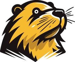 Yellow and Black Cartoon Beaver Mascot vector