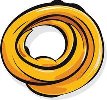 A fun, cartoon style illustration of a circular, golden shape with a central hole vector