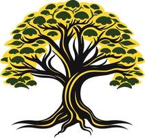 Stylized Tree Illustration with Yellow and Green vector