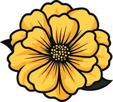 A bright, cheerful yellow flower with a simple, cartoon style design vector