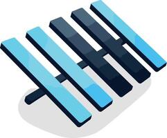 Abstract 3d graphic with blue and black bars arranged in a dynamic pattern vector