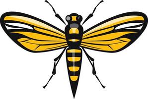 A bold and vibrant illustration of a yellow and black wasp, perfect for branding or design projects vector