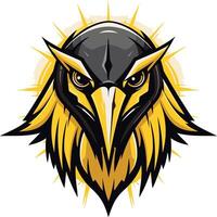 Powerful and imposing, this fierce raven head mascot logo design is perfect for sports teams, gaming groups, or businesses looking for a strong and intimidating brand identity vector