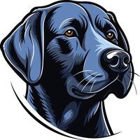 A powerful and expressive illustration of a black labrador retriever's head, ideal for pet related projects, logo design, and more vector