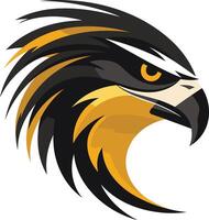Aggressive hawk head with sharp, detailed feathers and fierce eyes vector