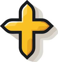 A simple yet striking gold cross with a black outline, isolated on a white background vector