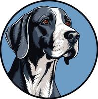 A bold and striking illustration of a black and white dog, perfect for logos, branding, or pet related projects vector