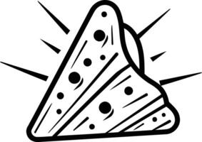 A bold black and white illustration of a stylized seashell with a sunburst radiating out vector