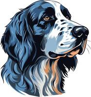 A striking illustration of a dog with black and white fur, perfect for creating a unique logo or branding for pet related businesses vector