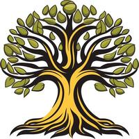 A stylized tree with thick branches and a strong root system vector