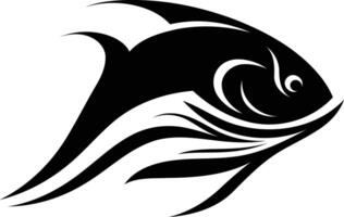 Stylized fish silhouette in black and white, ideal for use in logo design or as a decorative element vector